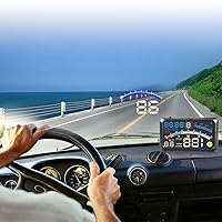 Vista 2 de Universal 5.9 "Coche HUD Display MPH/KM/h Over Speed Limit Advertencia Plug and Play Proyector de parabrisas con película para coches con OBDII