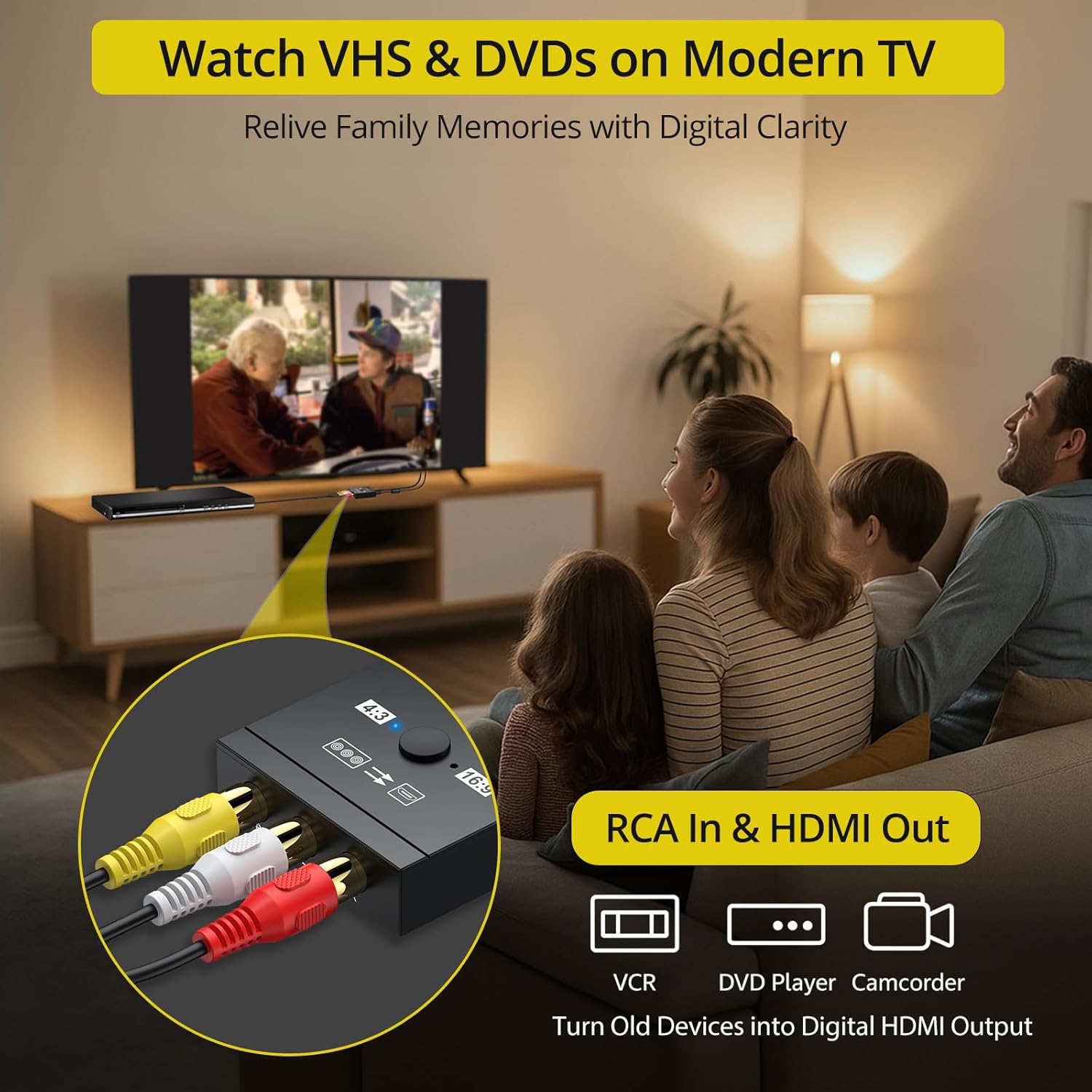 PROZOR RCA to HDMI Converter with aspect ratio switch