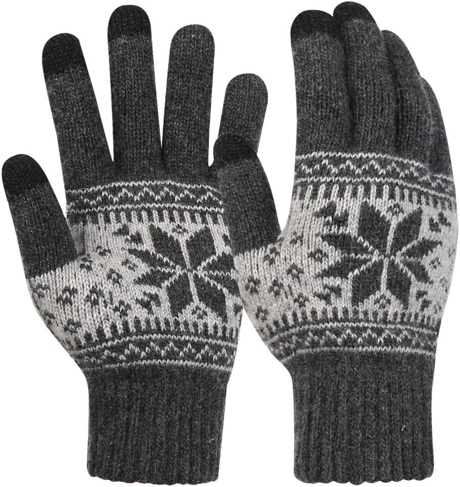 NovawoWinter Plain Flexible Gloves Mittens with Touchscreen Technology, Deep Gray, One Size