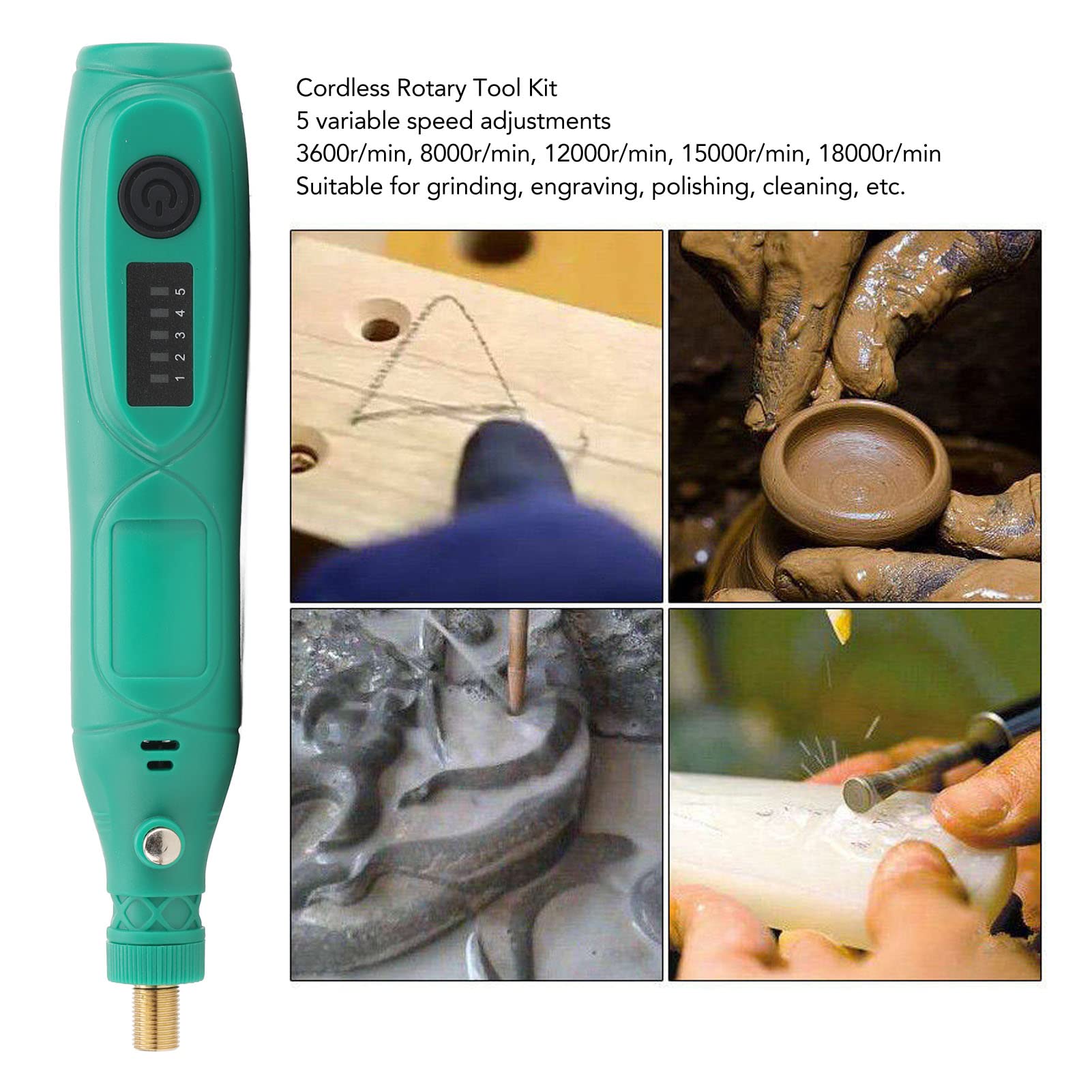 Kit di utensili rotanti senza fili da 3,7 V Mini smerigliatrice elettrica a velocità variabile per la lucidatura dell'incisione