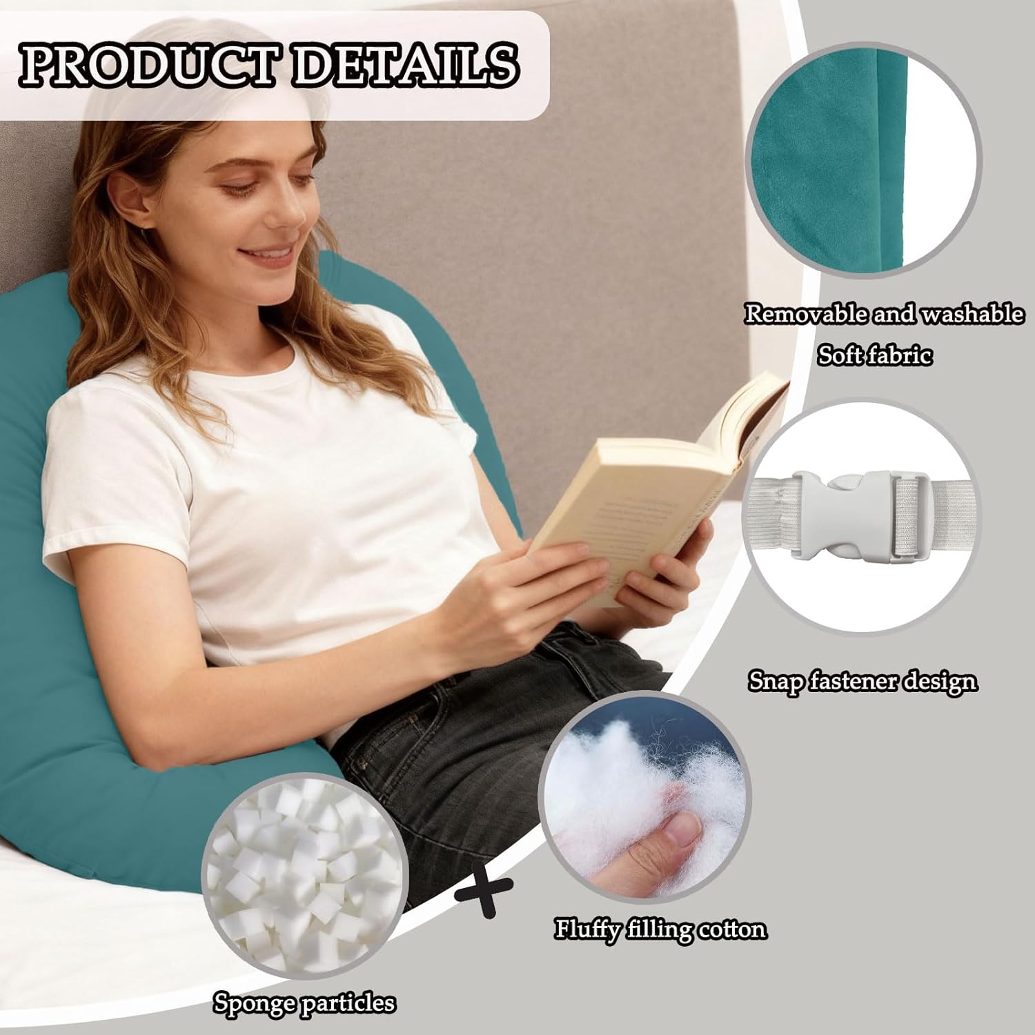 Crochet Pillow for Lap Support, for Bed or Sofa Gaming, Working, Reading, Laptop Multi-Purpose U-Shaped Arm Rest Support Pillows (Green)