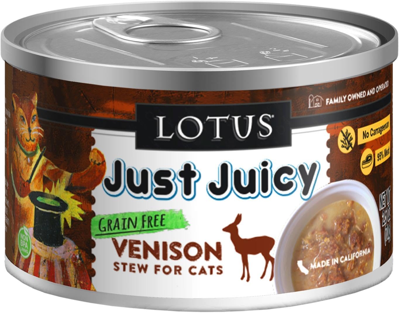 Lotus, Just Juicy Venison Stew Grain-Free Wet Cat Food, 5.3 Ounce