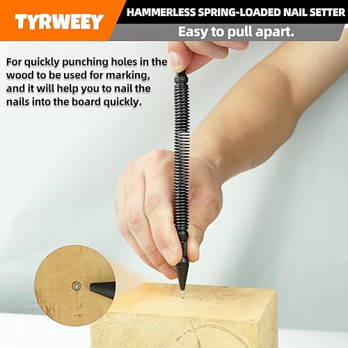 Miniatura 15 de Juego de 5 piezas de fijador de uñas de doble cabeza y punzón central de doble cabezal y removedor de pasador de bisagra, perforador de agujero