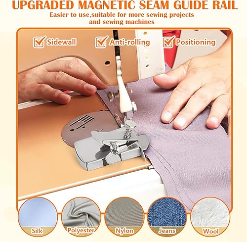 Miniatura 4 de GCXIXPY Guía magnética de costura para máquina de coser, guía de costura magnética Buddy con clip, regla de guía de costura universal, regla de