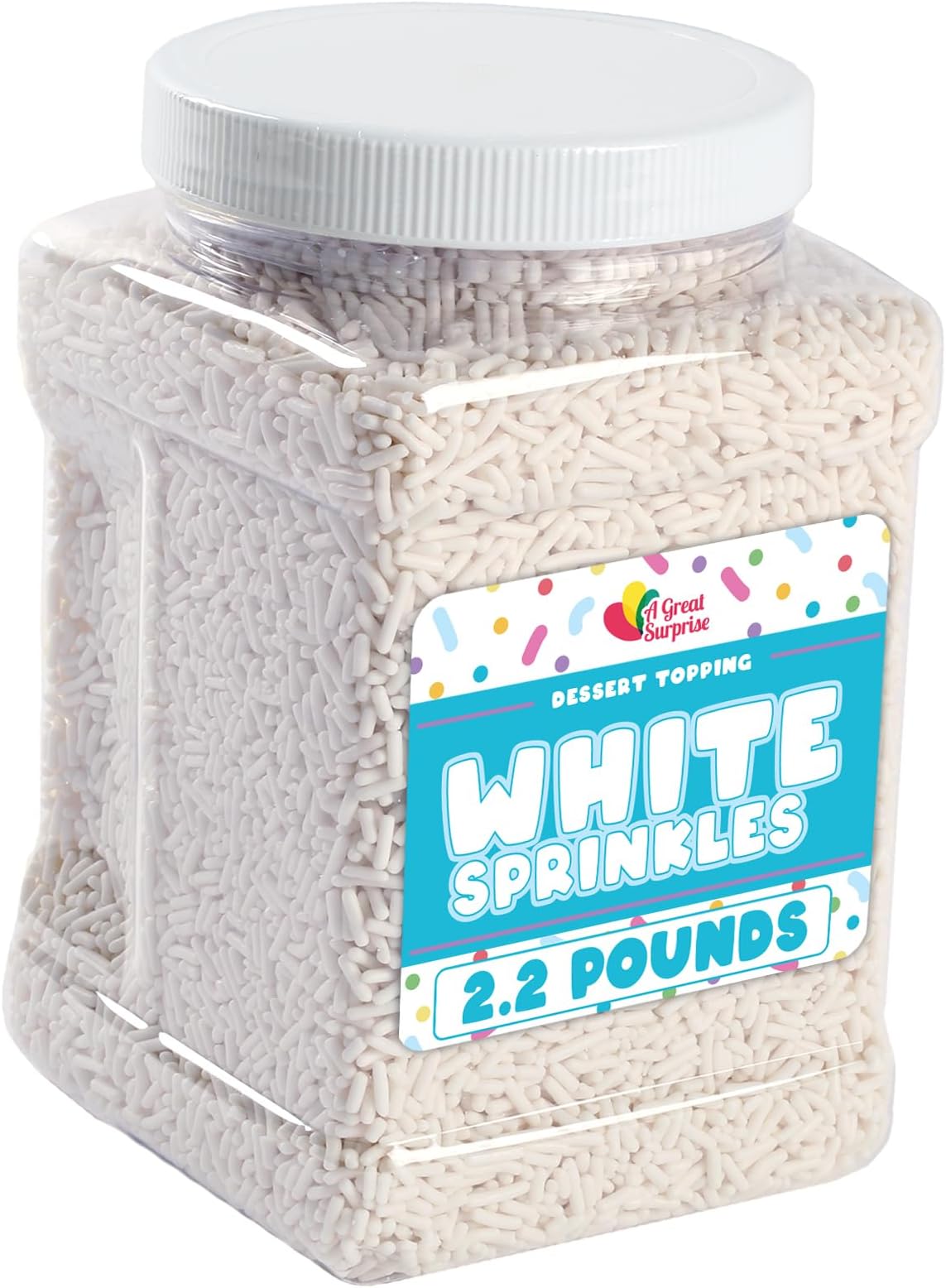 White Sprinkles - 2.2 LB - Patriotic Toppings - Bridal Jimmies for Cake Decorating, Ice Cream, Cookies, Cupcakes, Cake Pops