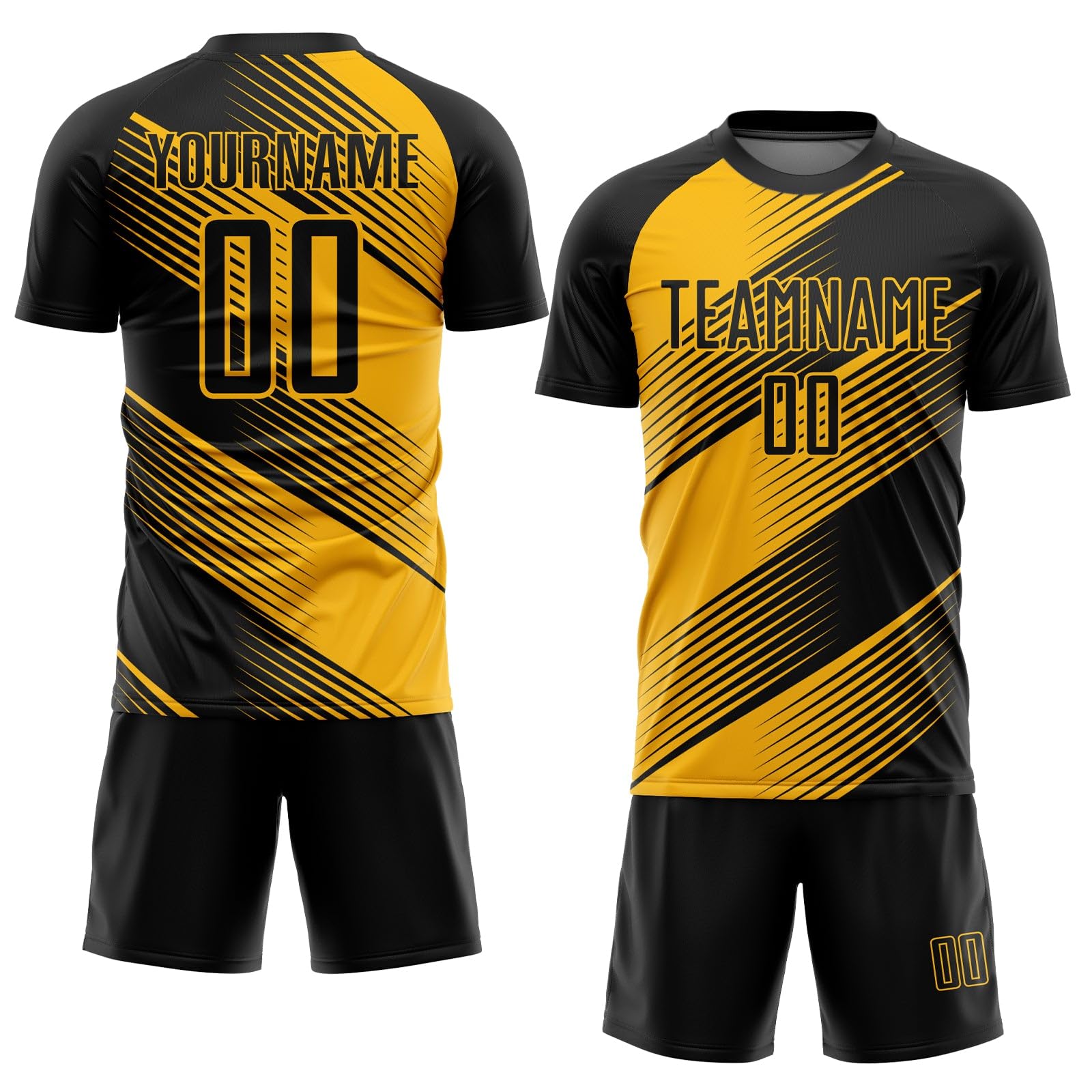 Generic Custom Soccer Jerseys for Men Youth Women Kids, Gold Black Personalized Soccer Jersey Printed Name Number Logo Mens Clothing