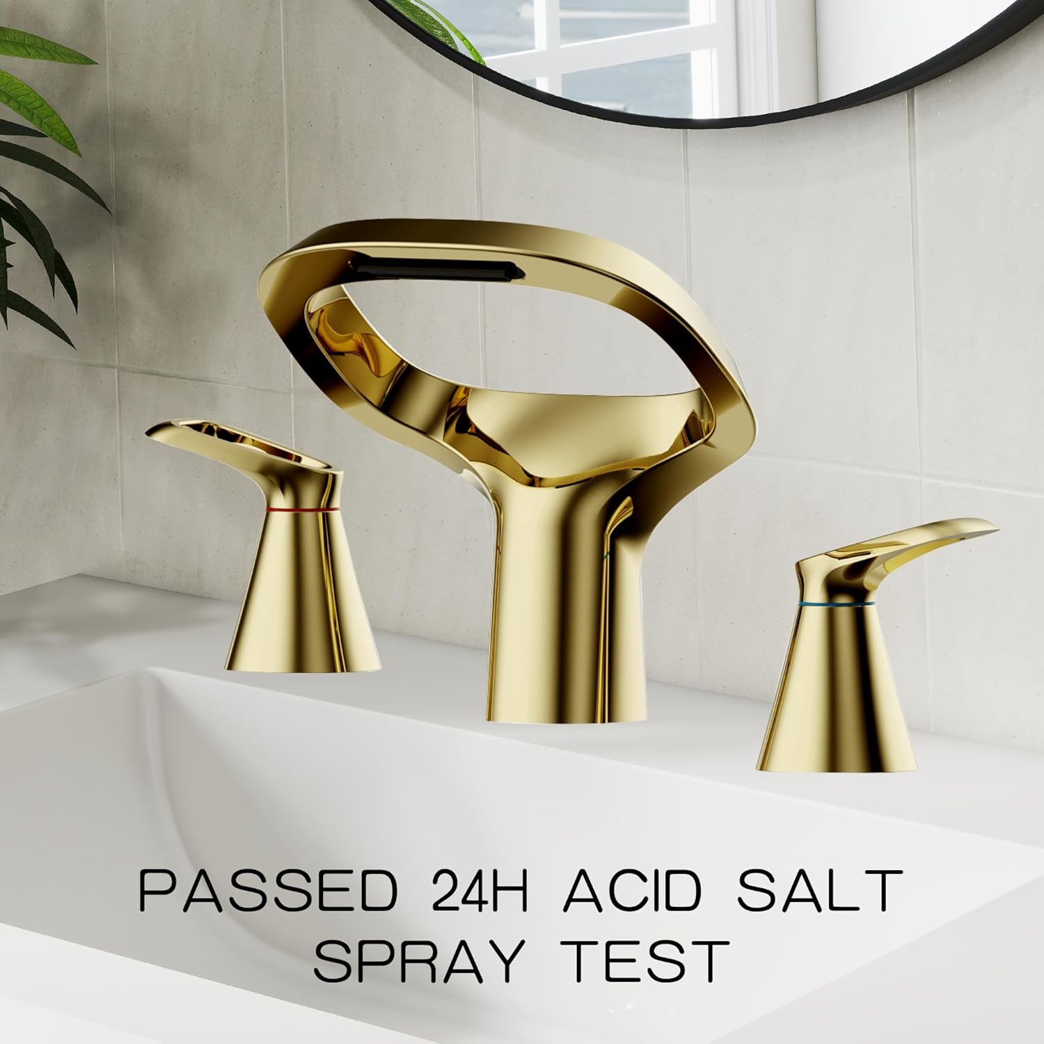 Gold Bathroom Faucet 3 Hole, 8 Inch Widespread Gold Faucets 2-Handle for Bathroom Vanity Sink with Adjustable Spout, with Supply Line, for 6 to 12 in Sink - Image 7