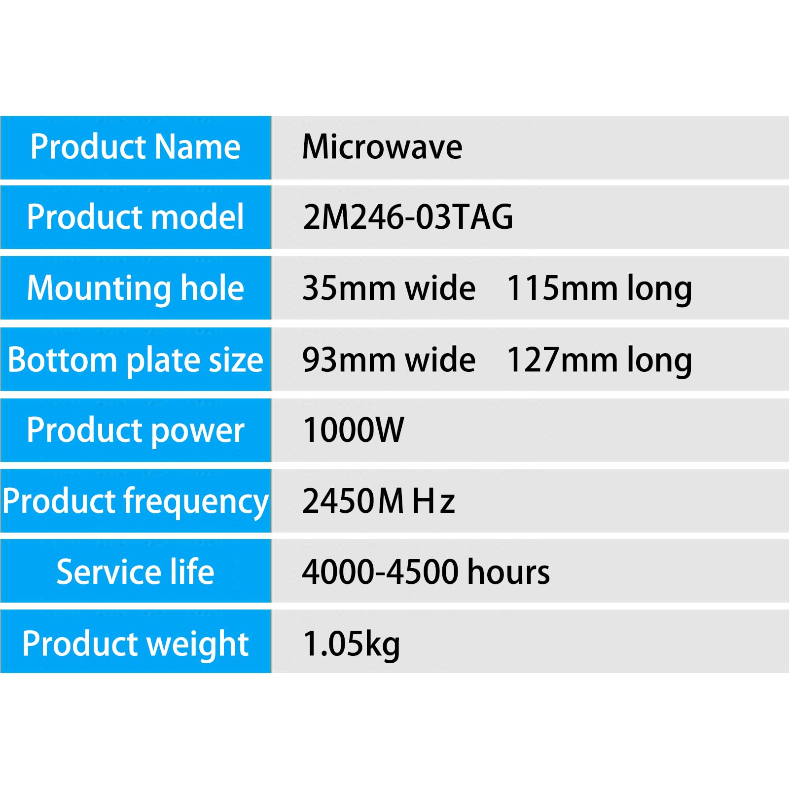 1000W 2M246-03TAG Magnetron do elektronicznych kuchenek mikrofalowych Akcesoria Mikrofalowa Magnetron Kuchenka mikrofalowa Akcesoria