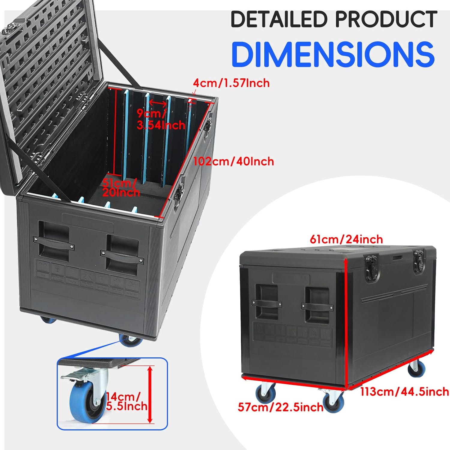 LED Display Screen Transport Road Case for Holds 5 PCS Screens Video Wall Panel Flight Plastic Case Huge Heavy Duty Rolling Storage Box for Stage Event Equipment with Wheels and Secure Locking