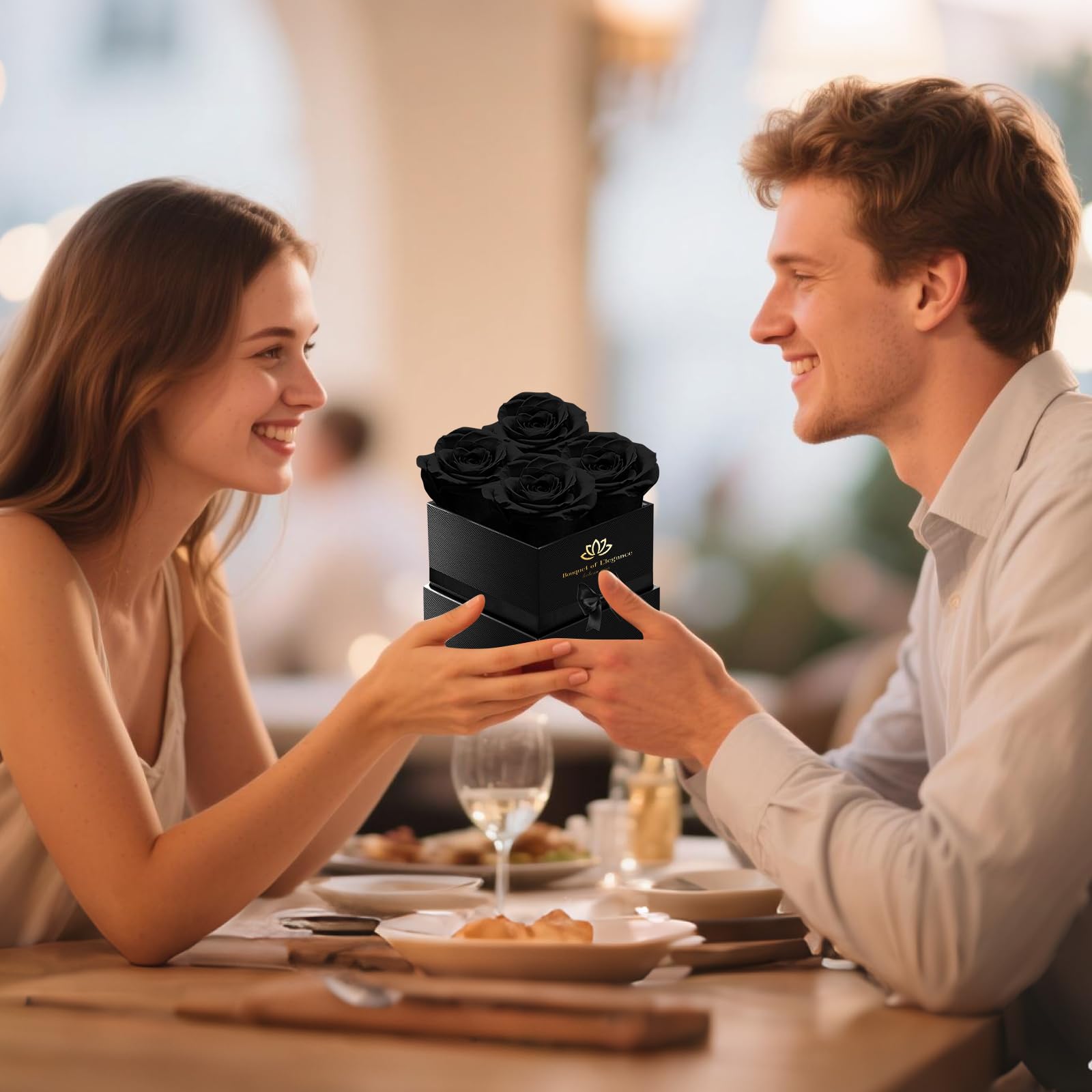 Black Forever Roses - Regalo de lujo para mujeres/hombres, ramo de flores frescas para novia, esposa, mamá, aniversario, día de San Valentín, boda, graduación, Navidad, cumpleaños, regalos únicos para