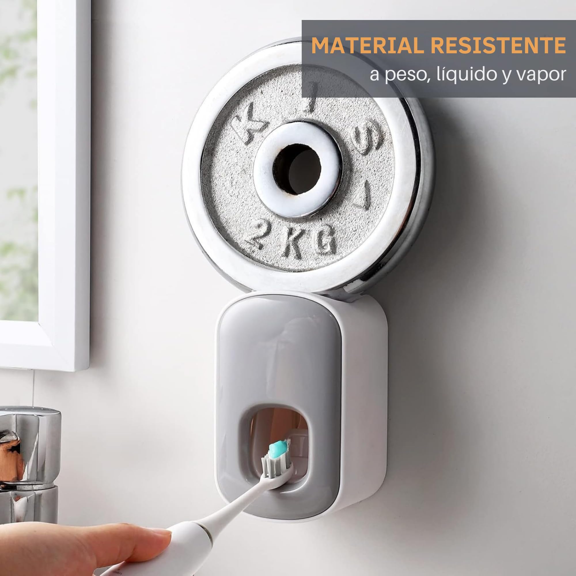 smartia - Dispensador de Pasta de Dientes de Diseño Moderno, Adhesivo fácil de poner en la pared, Exprimidor Pasta de dientes, Apto en todas las superficies, Resistente a agua y humedad (Blanco)