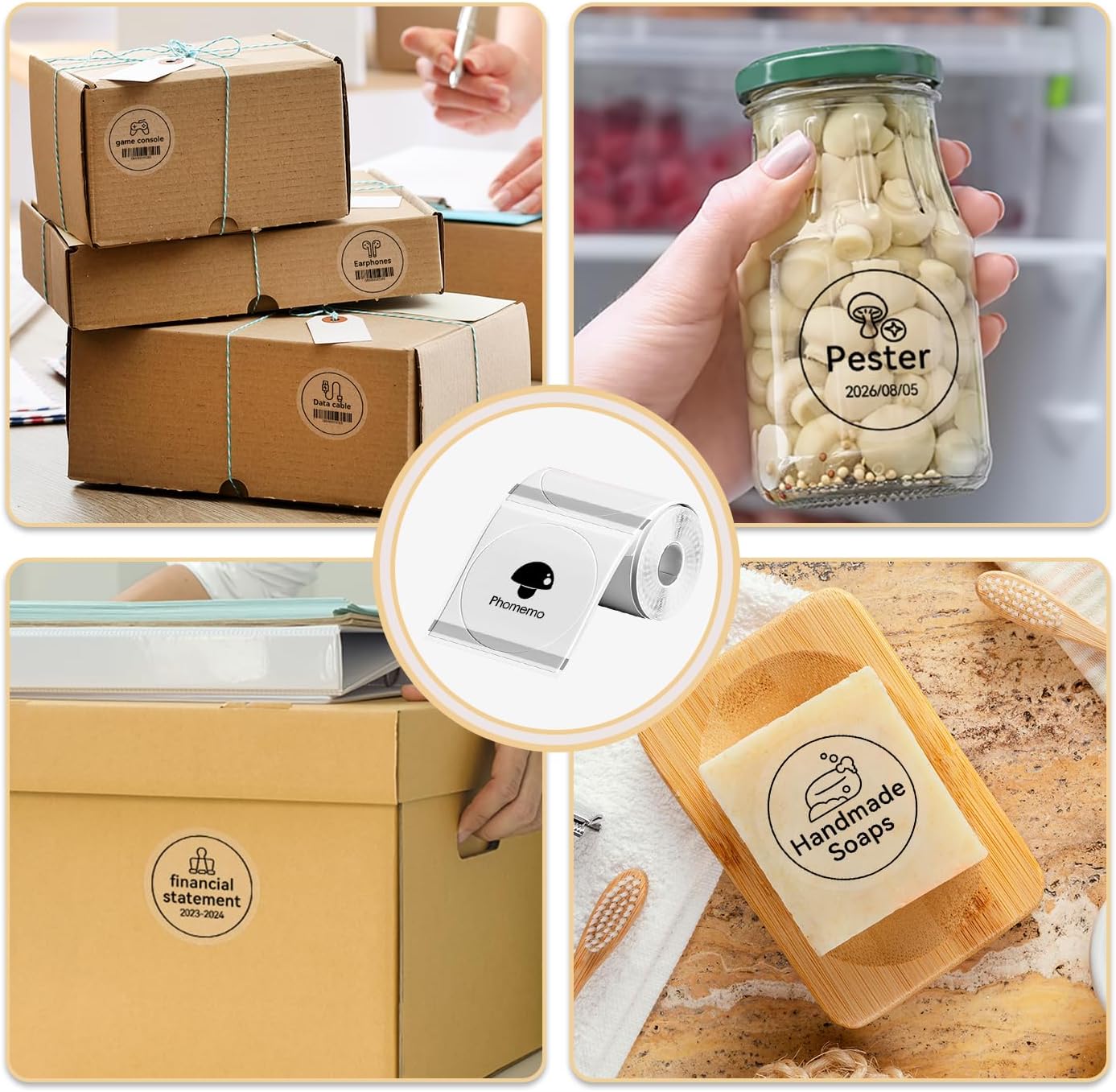 Phomemo Thermal Labels - 3 Pack Clear Circle Labels, Transparent M110/M220/M221/M120/M200, 1.96"x1.96" (50x50mm) Round Stickers - Image 5