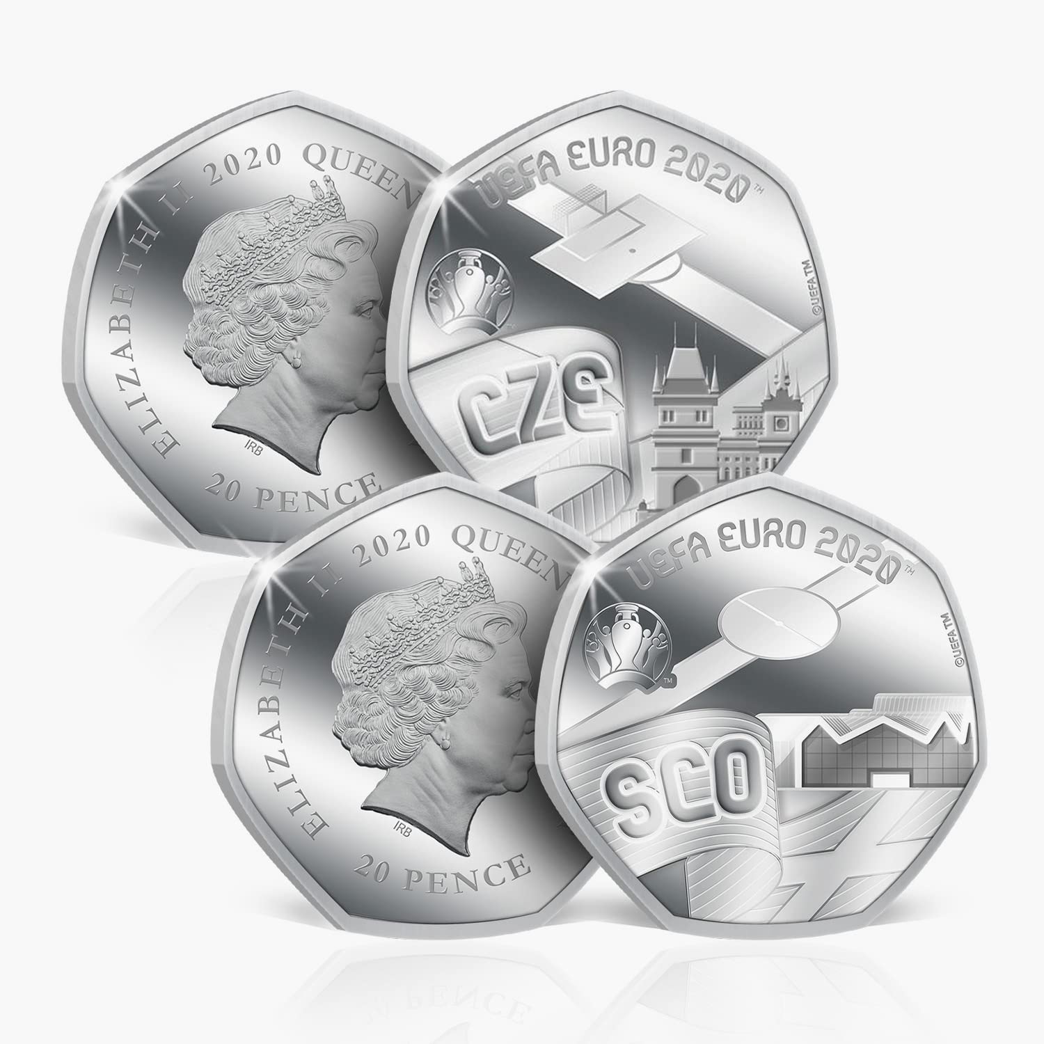 Euro 2020 Football Championship Silver Team Coins Czech Republic & Scotland