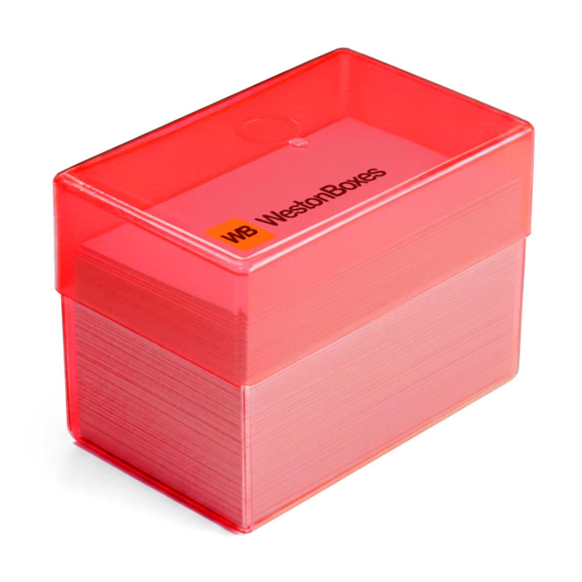 Westonboxes Red / Transparent Plastic Business Card Boxes - Holds 250 Business Cards - 70Mm Deep (Red, Pack Of 50)