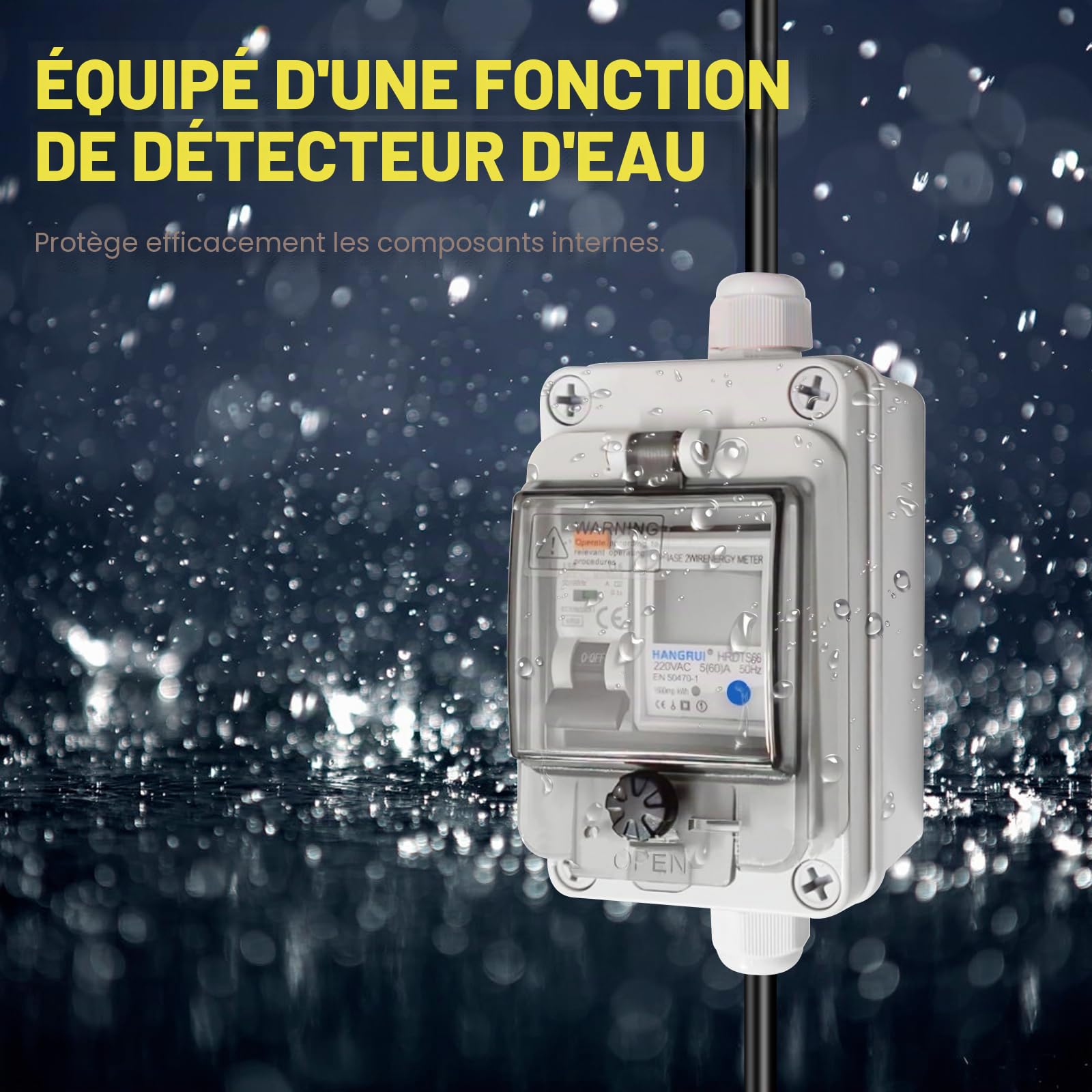 Compteur Electrique Numérique Mobile: 220v Compteur D'énergie Numérique Mobile Avec Prise Schuko, Fonction Mémoire De Coupure De Courant, Mobiles Extérieur Kwh Wattmetre Prise Pour Appareils