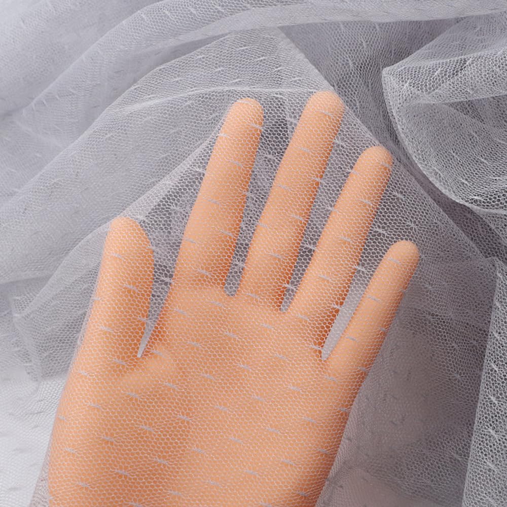 150cmx1m Gray Dot Tulle Fabric Polyester Soft Mesh Fabric for Clothing Party Decoration