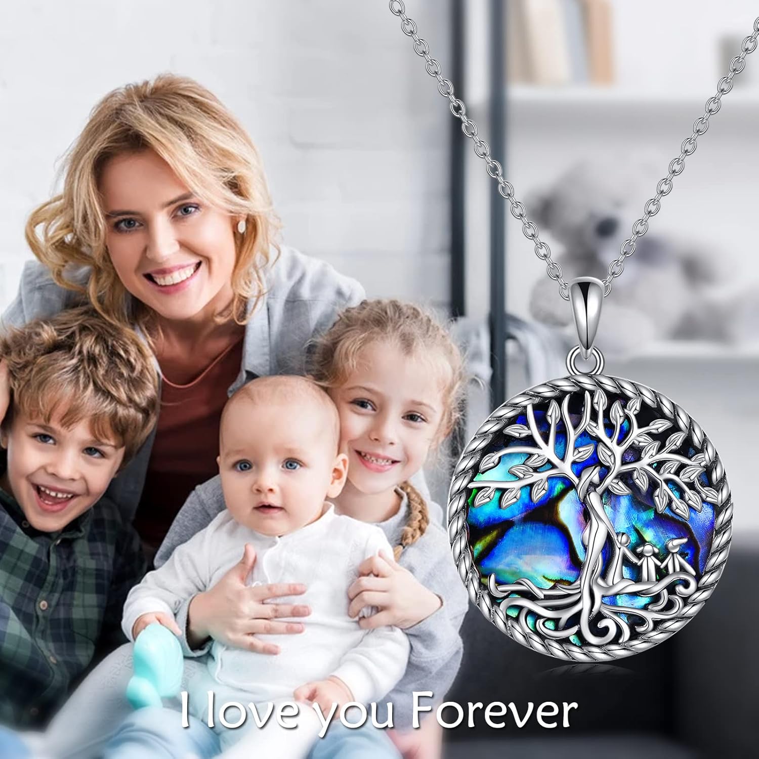 ONEFINITY Tree of Life Necklace for Women Sterling Silver Abalone Shell Crystal Tree of Life Pendant Necklace Family Tree Jewelry for Mom Daughter Sister Girls Christmas Gifts - Image 5