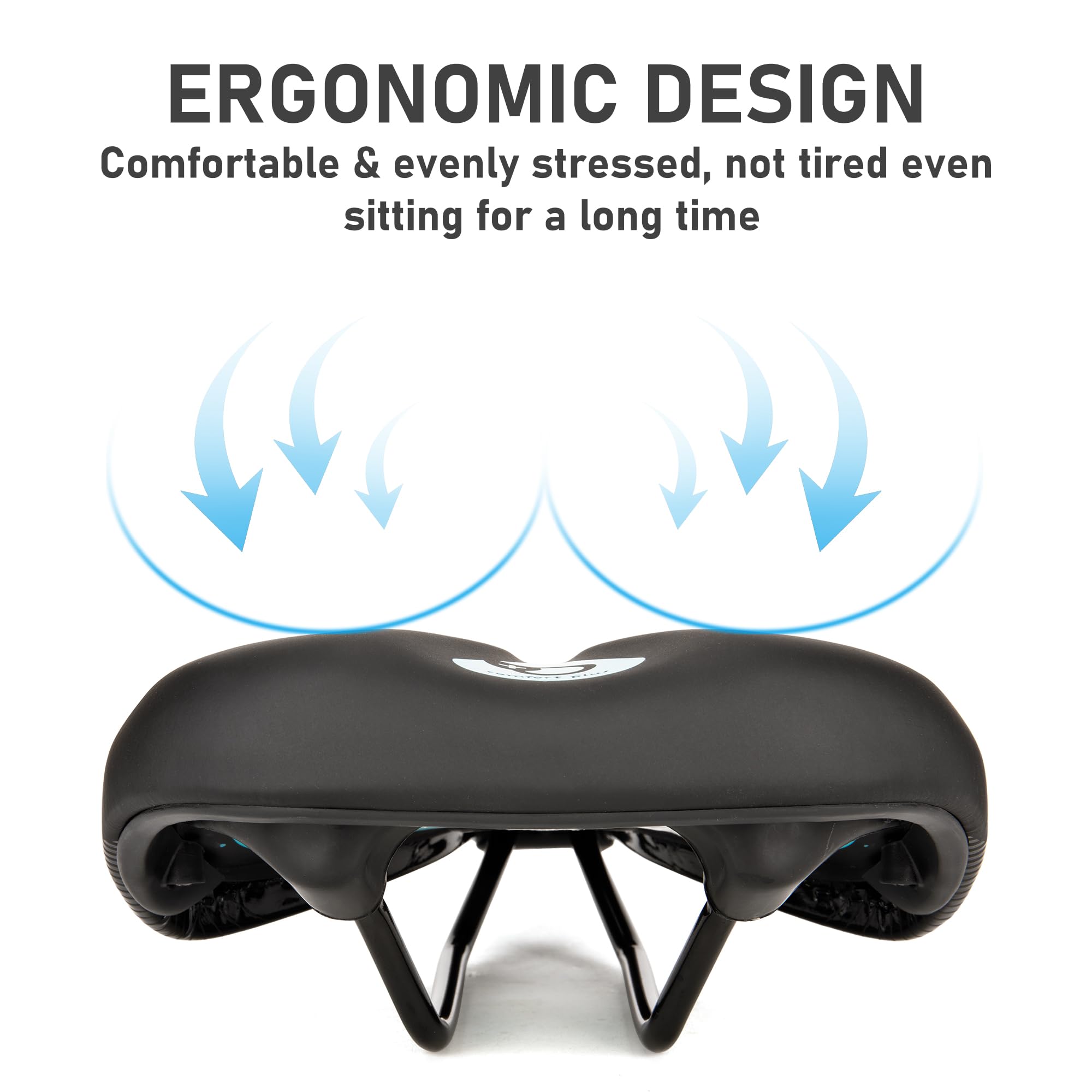 DDK Comfort Plus - Sillín de Bicicleta con Espuma viscoelástica para aliviar la presión y amortiguar los Golpes, cómodo y Suave sillín Acolchado para Hombre y Mujer
