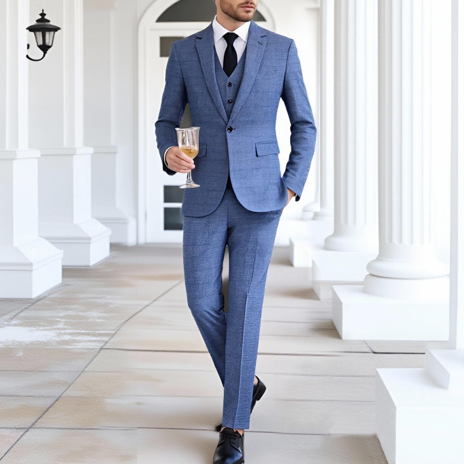 Męski strój biznesowy w kratę 3-częściowa sukienka slim fit smoking vintage w kratkę garnitur na ślub studniówkę imprezę do biura