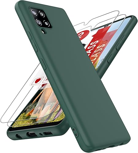 LeYi Funda para teléfono Samsung Galaxy A42 5G A42 5G Funda para teléfono con 2 protectores de pantalla de vidrio templado para mujeres y hombres,
