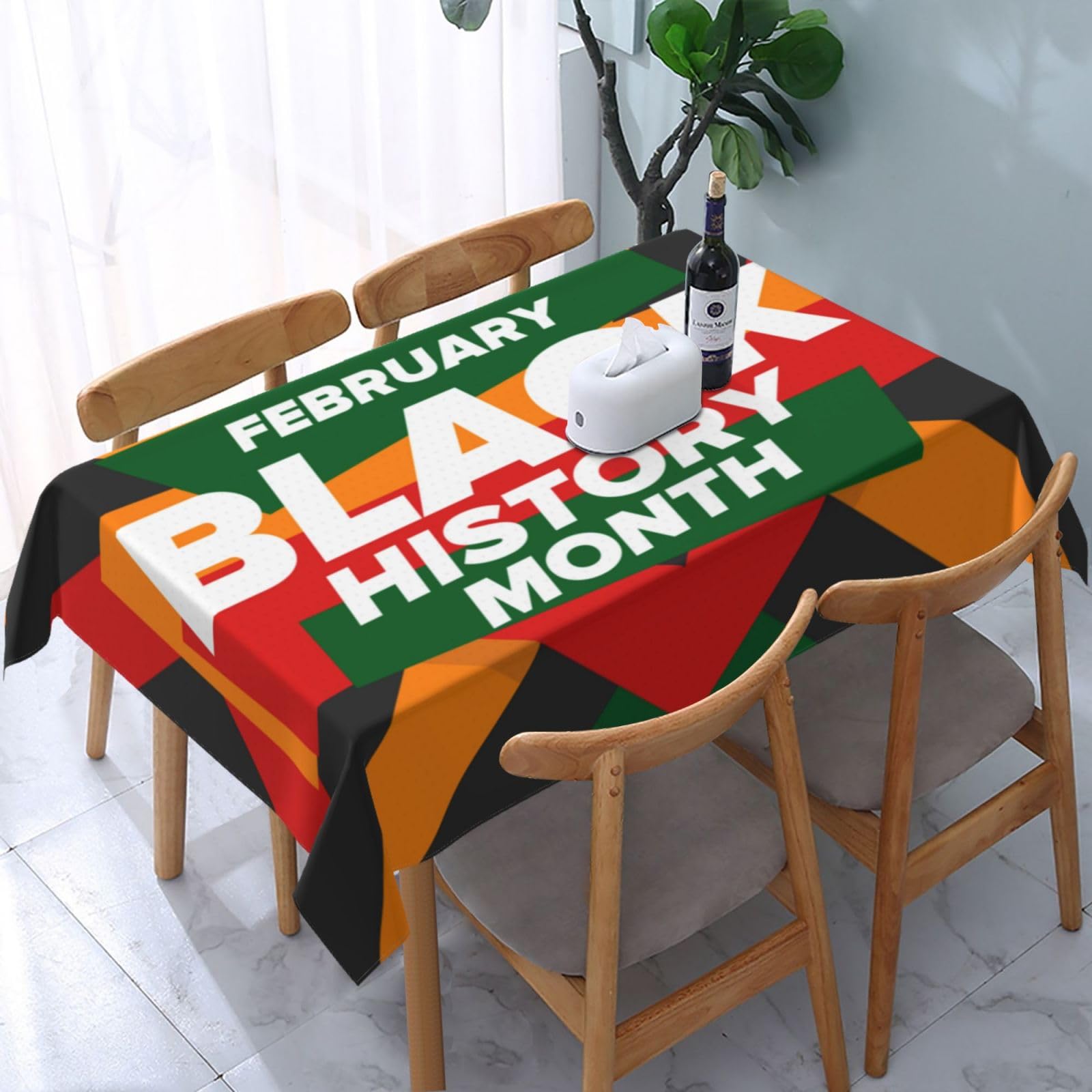 JunHeArt Black History Month Tablecloth Rectangle Table Cover Washable Table Cloths Decor For Kitchen 54" X 72"