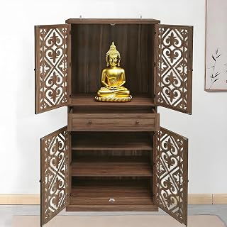 Personal Shrine Altar Table, Buddhist Altar De Muertos De Madera Shrine, Buddha Niche Chinese Cabinet for God of Wealth, Altar Table with Storage, with 4 Adjustable Inner Shelves (29.92*15.75*72.05in)