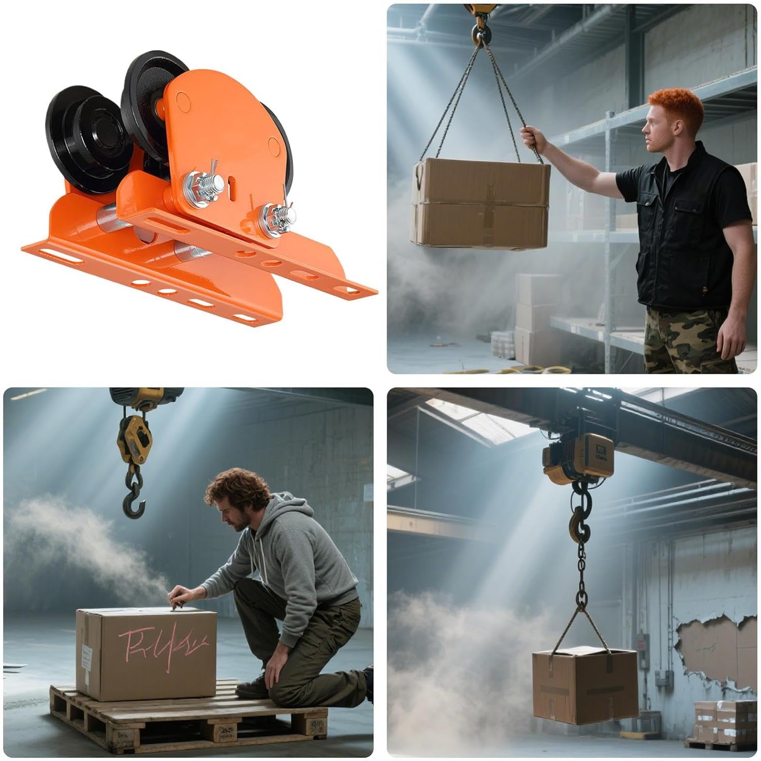 ホイストトロリ,家庭・工場用小型クレーン | 高負荷容量電動ホイスト手動走行装置 建設 工場 ガレージ 倉庫用