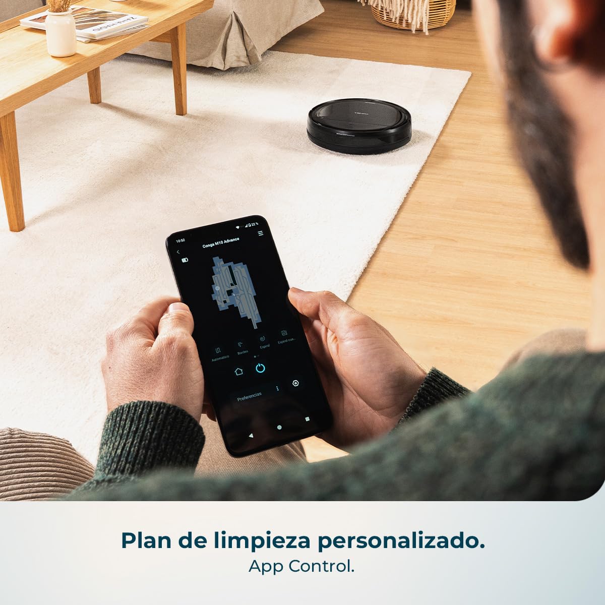 Cecotec Robot Aspirador Conga M10 Advance. Navegación Giroscópica Ordenada, Presión de Succión 3000Pa, Autonomía 150mins, Sensores Anticaídas y 2 Cepillos Laterales, App Control
