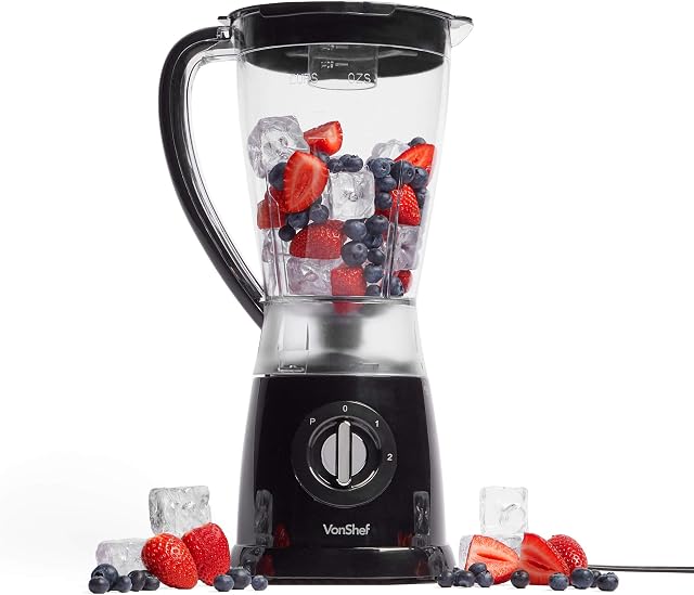 VonShef 1.5L Jug Blender  500W Blender, Juicer, Smoothie Maker with 2 Speed Settings & Pulse Function  Multi-Function & Speed Blender Perfect for Smoothies, Soups & More