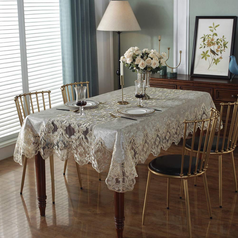 OPFdfhDFH Tablecloths, Embroidered Macrame Dust-Proof Washable Table Cloth,Rectangle Lace Tablecloth,for Kitchen Wedding Bridal Dinning Decoration,Polyester Cover(B,150x250cm(59x98inch))