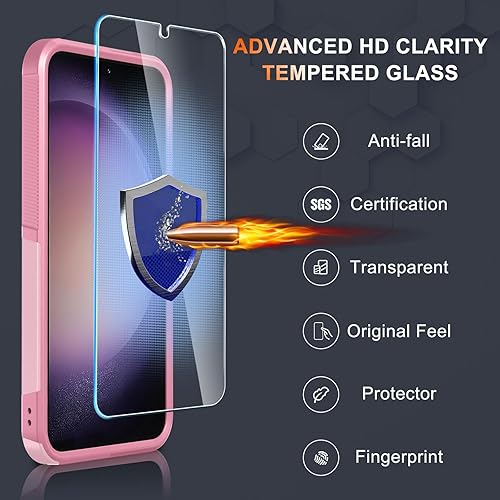 Miniatura 6 de Funda protectora para Samsung Galaxy S23 FE (no para S23), resistente y a prueba de golpes, con correa de muñeca, protector de pantalla de vidrio