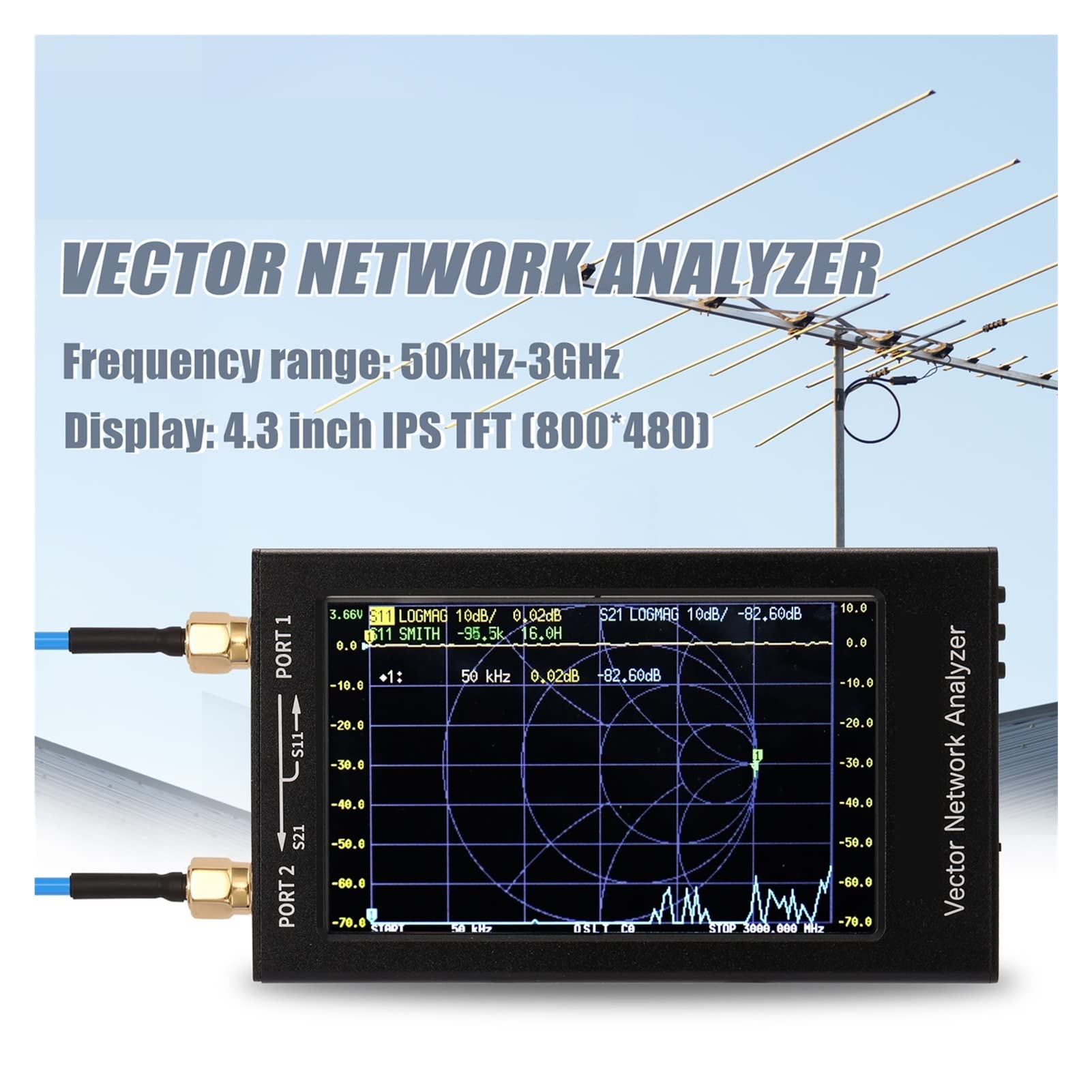 Analizador de espectro, V2 Vector Network Analyzer digital VNA Ensayador Mf hf VHF UHF USB Analizador de antena lógica onda estacionaria(S-A-A-2)
