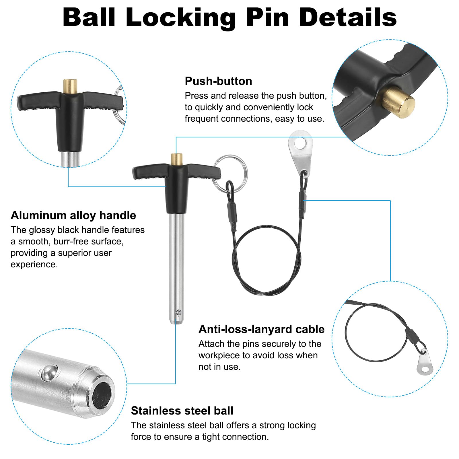 PATIKIL T Handle Lock Pins 5/16 x 1.97" (8 x 50mm) - Image 3