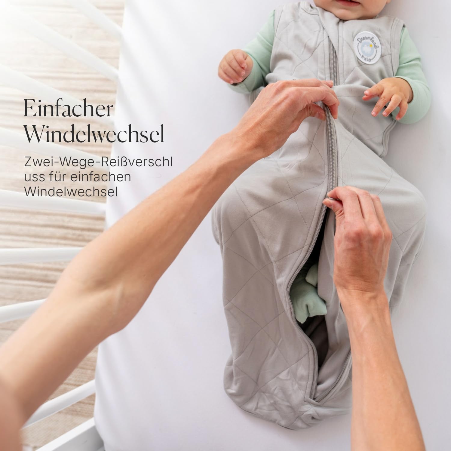 DREAMLAND BABY Viscose Swaddle Blanket (0-6 Months). 1.0 TOG Ultra Soft Swaddle Blanket w/Built in Band. 95% Viscose, 5% Spandex (Grey). Mom-Owned US Business, Premium Materials