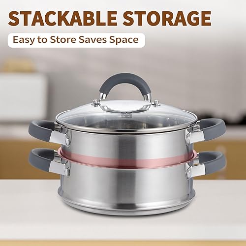 Miniatura 7 de GOLDEN KEY Vaporizador de 4 cuartos de galón para cocinar, ollas de vapor con cesta de vapor para verduras, utensilios de cocina multiusos de acero