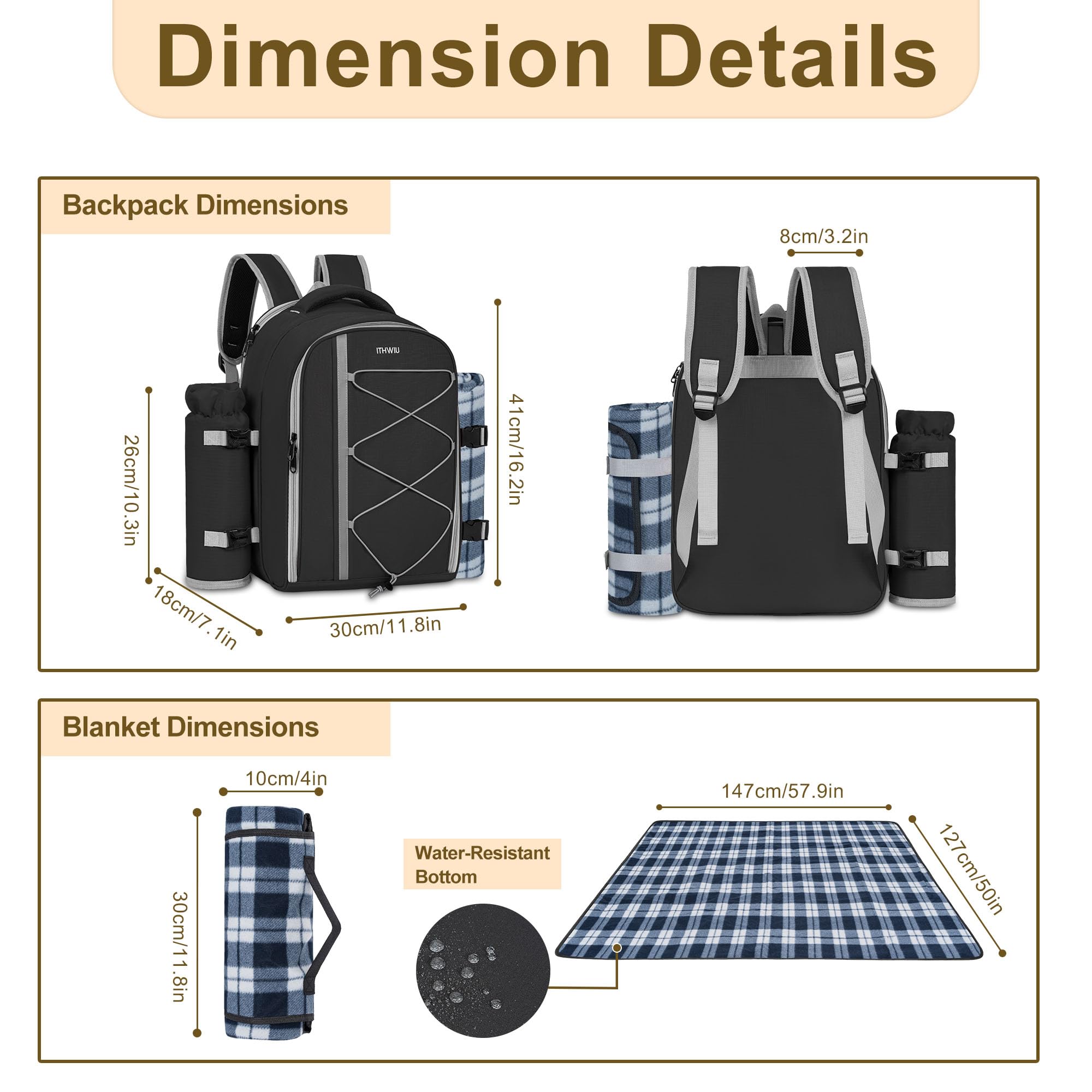 Amazon.com: ITHWIU Picnic Backpack for 4 Persons with Insulated