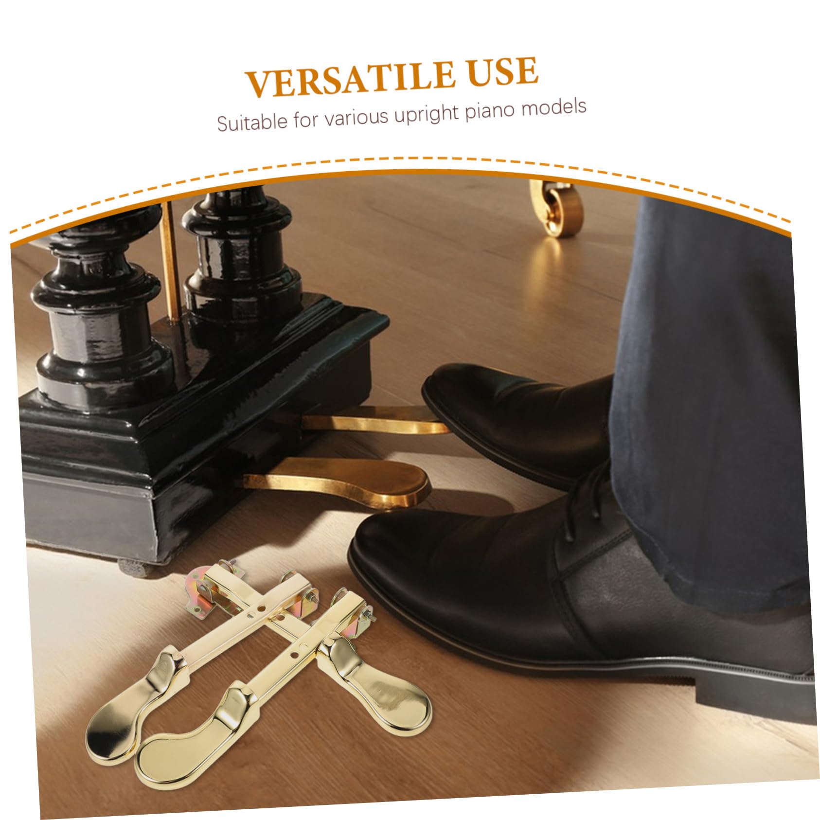 Pedale Sustain per Pianoforte Verticale Oro 3 Pezzi Doppio Foro | Metallo, Compatibilità, Parti per Strumento, Design Elegante, per Musicisti Professionisti