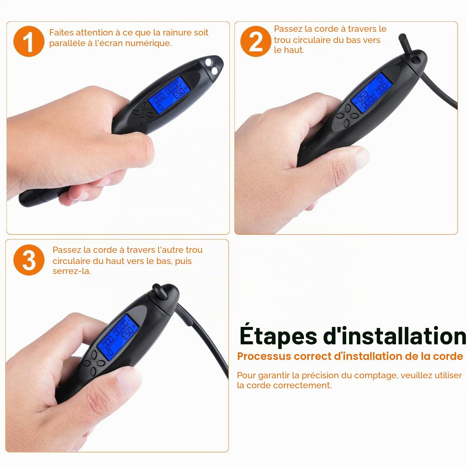 Corde à Sauter Sport, Corde à Sauter sans fil avec Compteur Calories et Minuterie, Jump Rope Réglable, LCD écran montrant, Poignées Antidérapantes pour Adulte,Enfant