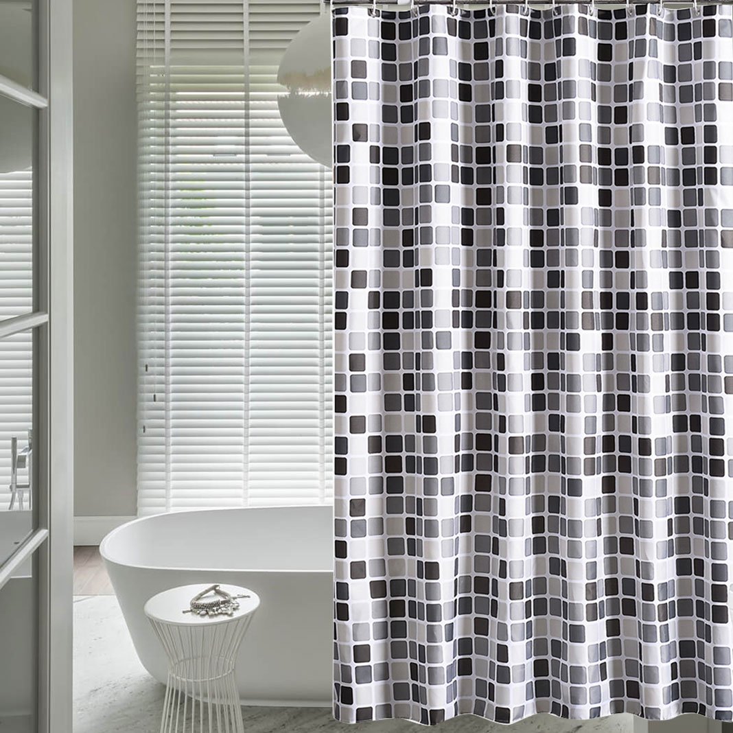 Tenda da doccia 180 x 200 cm, in poliestere, antimuffa e lavabile, in poliestere, per bagno e doccia (grigio