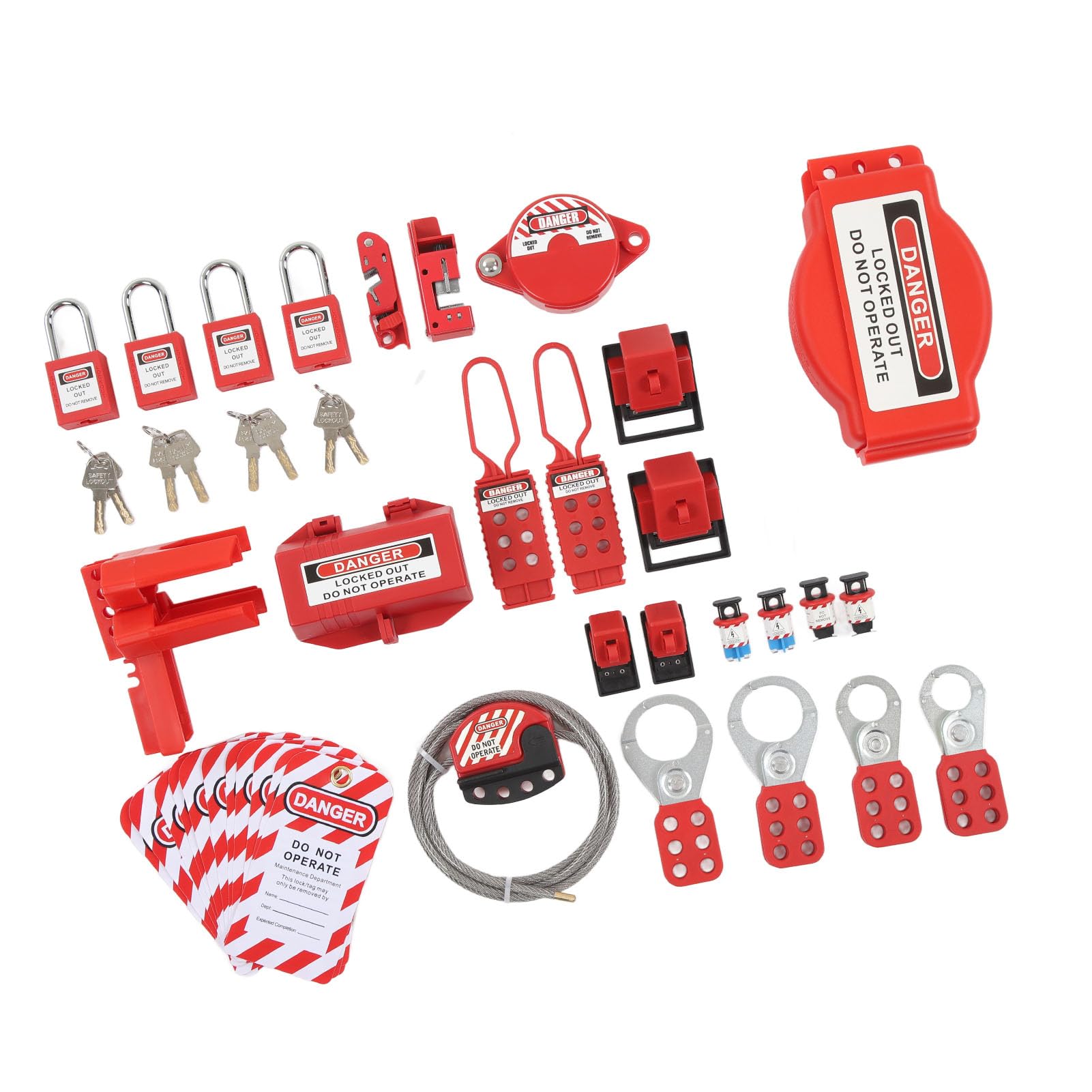 Kit de Etiqueta de Bloqueo de 47 Piezas, Cerraduras Seguras para Equipos Industriales, Combinación de Combinación de Candados de Seguridad Eléctrica con Etiquetas de Seguridad,