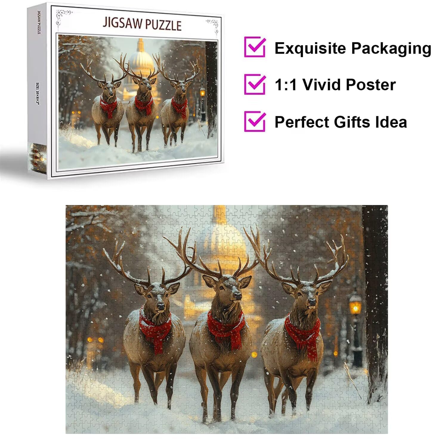 Puzzle 6000 sztuk 179 x 105 cm, puzzle dla dorosłych jeleń śnieg, n-802