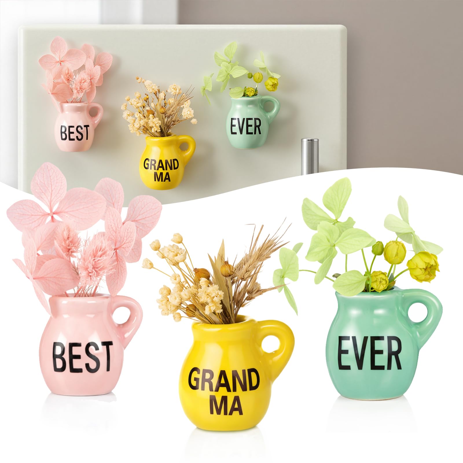 Mini vase magnétique en céramique pour égayer votre réfrigérateur et casier