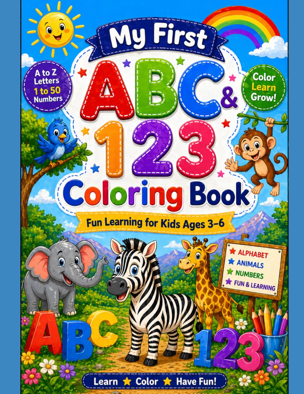My First ABC & 123 Coloring Book: Fun Learning for Kids Ages 3–6