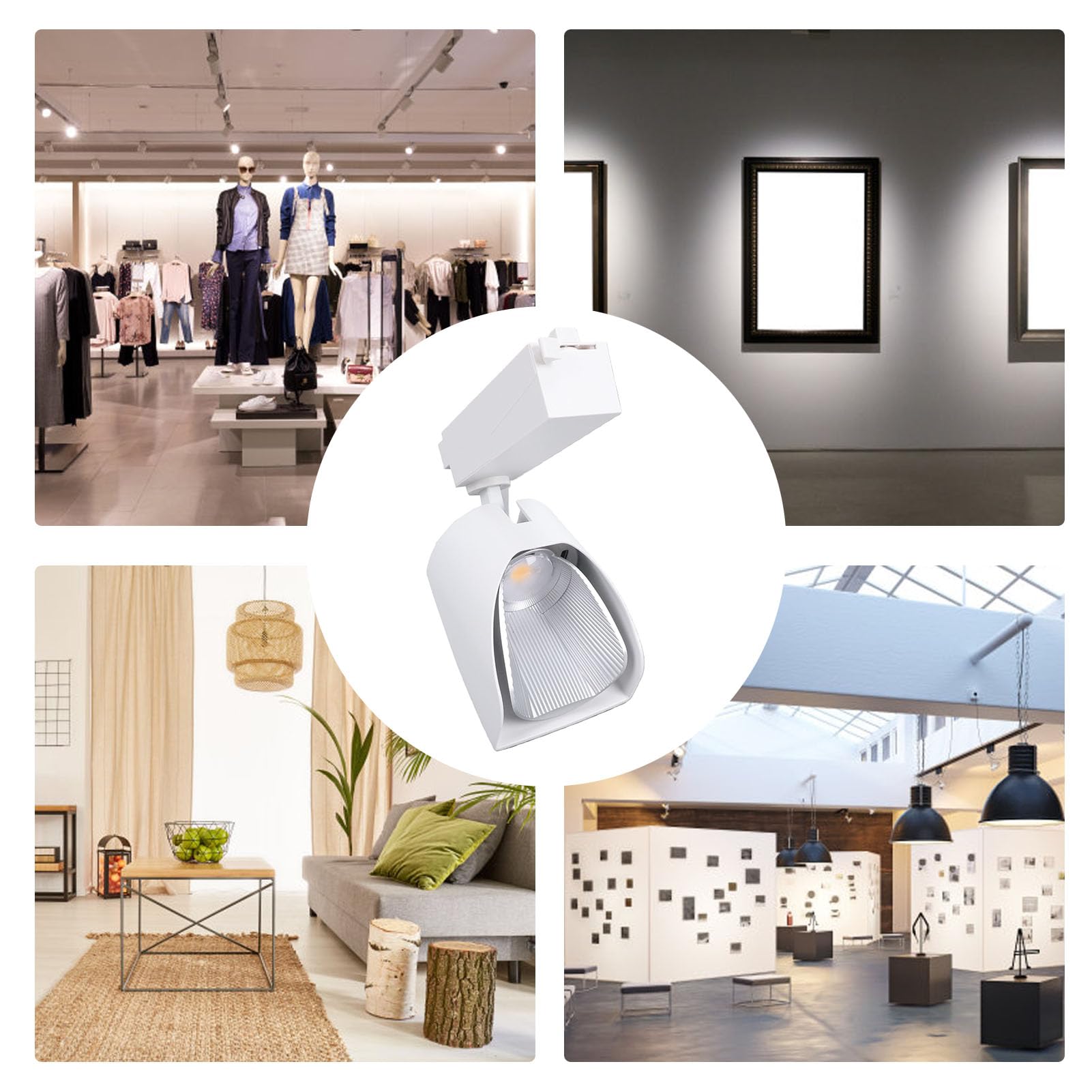 Srliya Moderne LED-Schienenleuchte, 10 W, LED-Deckenschienenstrahler, Aluminiumlegierung, für Kunstgalerie, Ausstellungshalle, Warmweiß