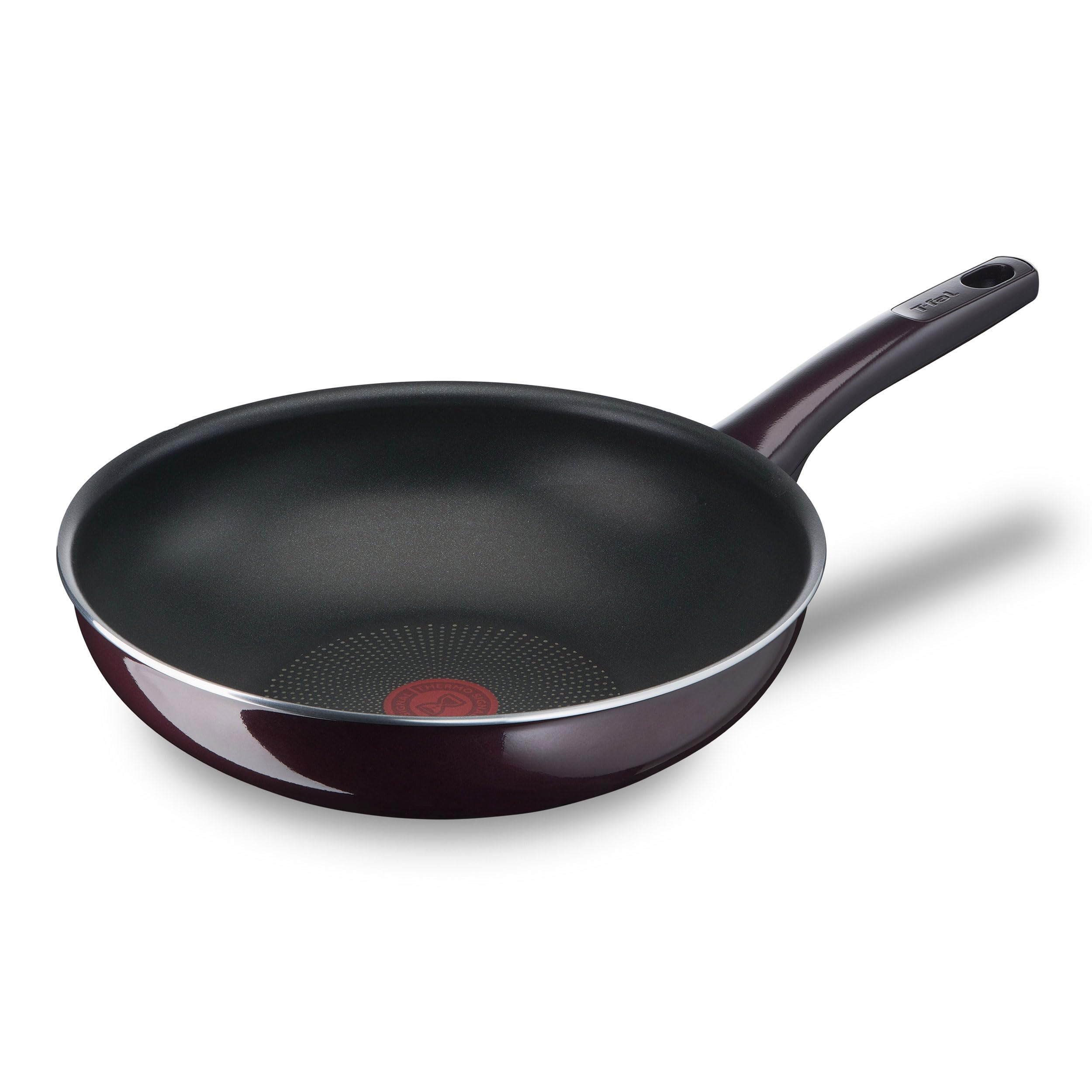 Wok Pan | Resist Intense 28 cm Non-Stick Wok Frying Pan with Thermo Spot | Flame Protect Resistant | Ideal Shape | Easy Cleaning | Safe | Bordeaux Burgundy | 2 Years Warranty | D5221983