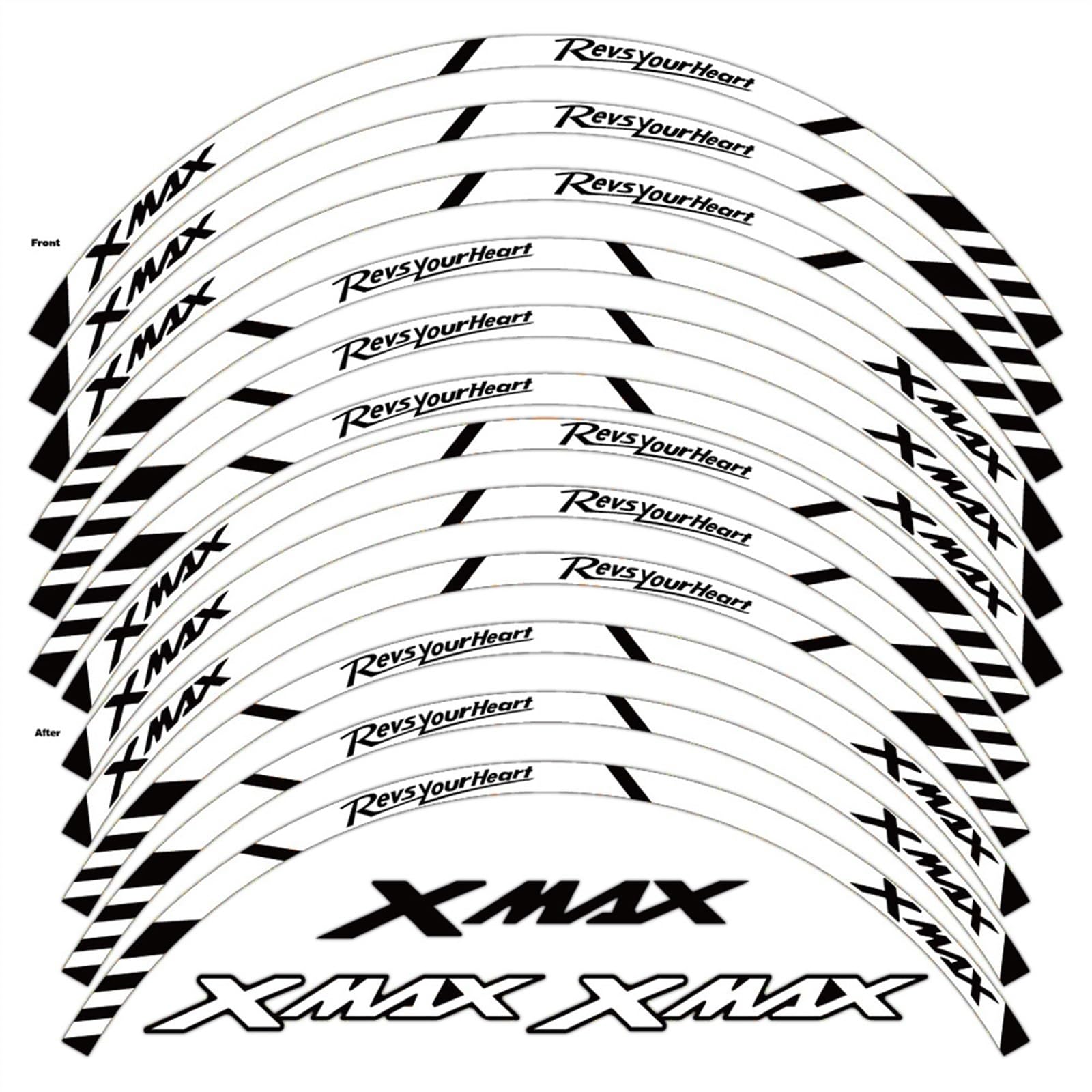 Motorcycle Wheel Sticker Scooter Reflective Rim for Yamaha Xmax 150 250 300 Decal Accessori Strip Tape(Color2)