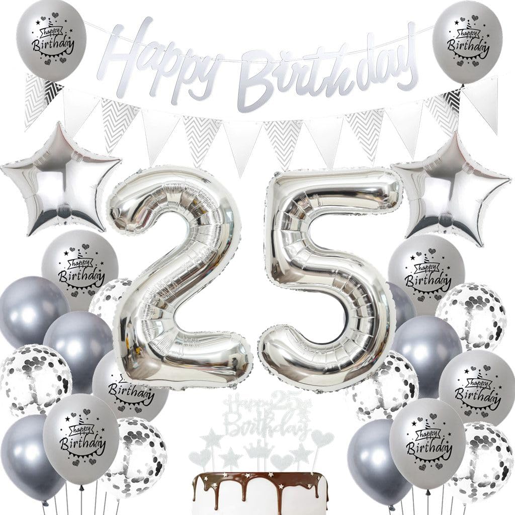 Plata 25 cumpleaños globos,25 cumpleaños plata decoración,Globos 25 cumpleaños mujer hombre,Decoraciones Fiesta plata 25 años,Plata Cumpleaño 25 Años Decoracione,25 Años Decoracion Cumpleaños