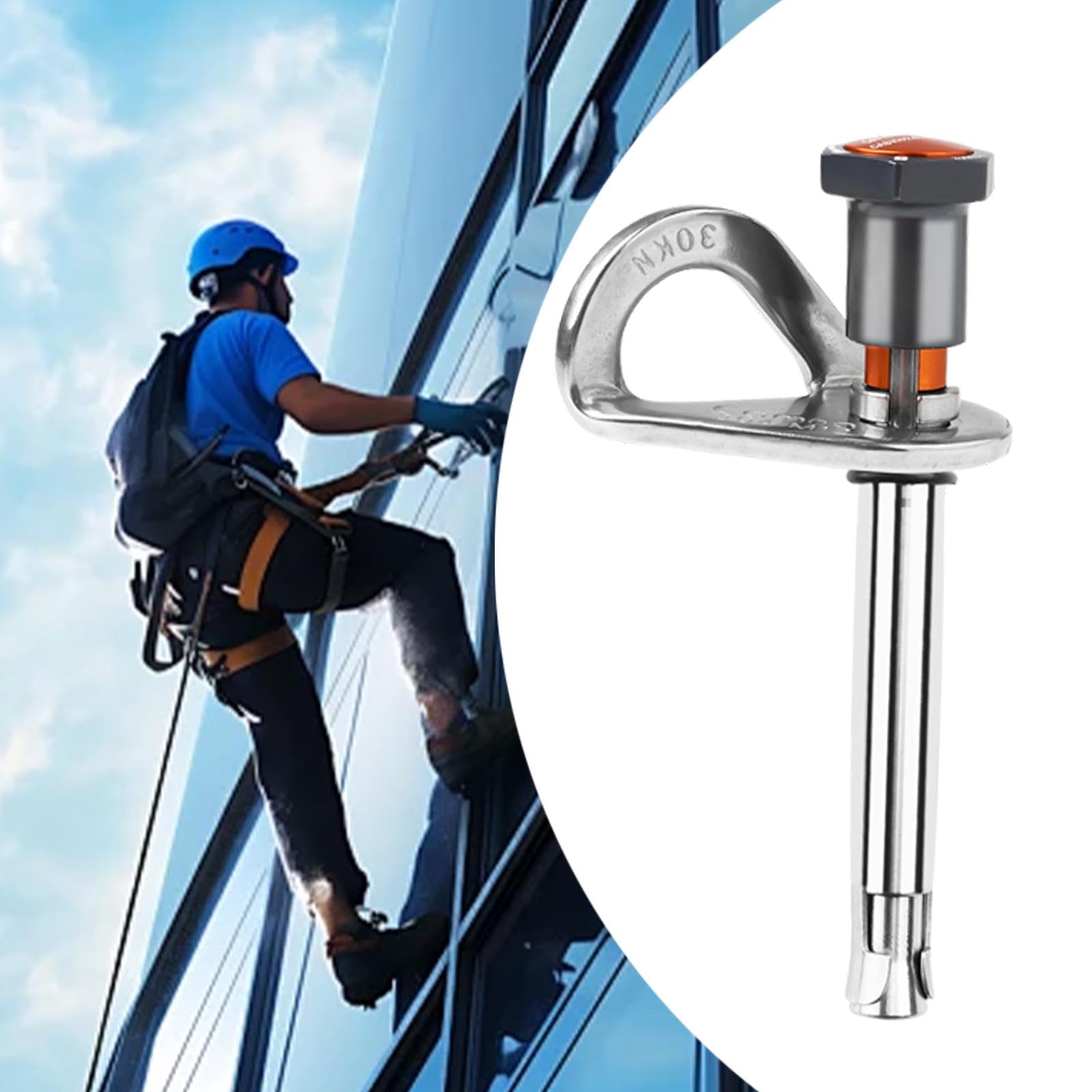 rockible Climbing Holds Anchor Fixed Point,Sturdy,Heavy Duty,Stainless Steel Bolt Hanger and Bolt 12kN for Outdoor Sports Climb Train