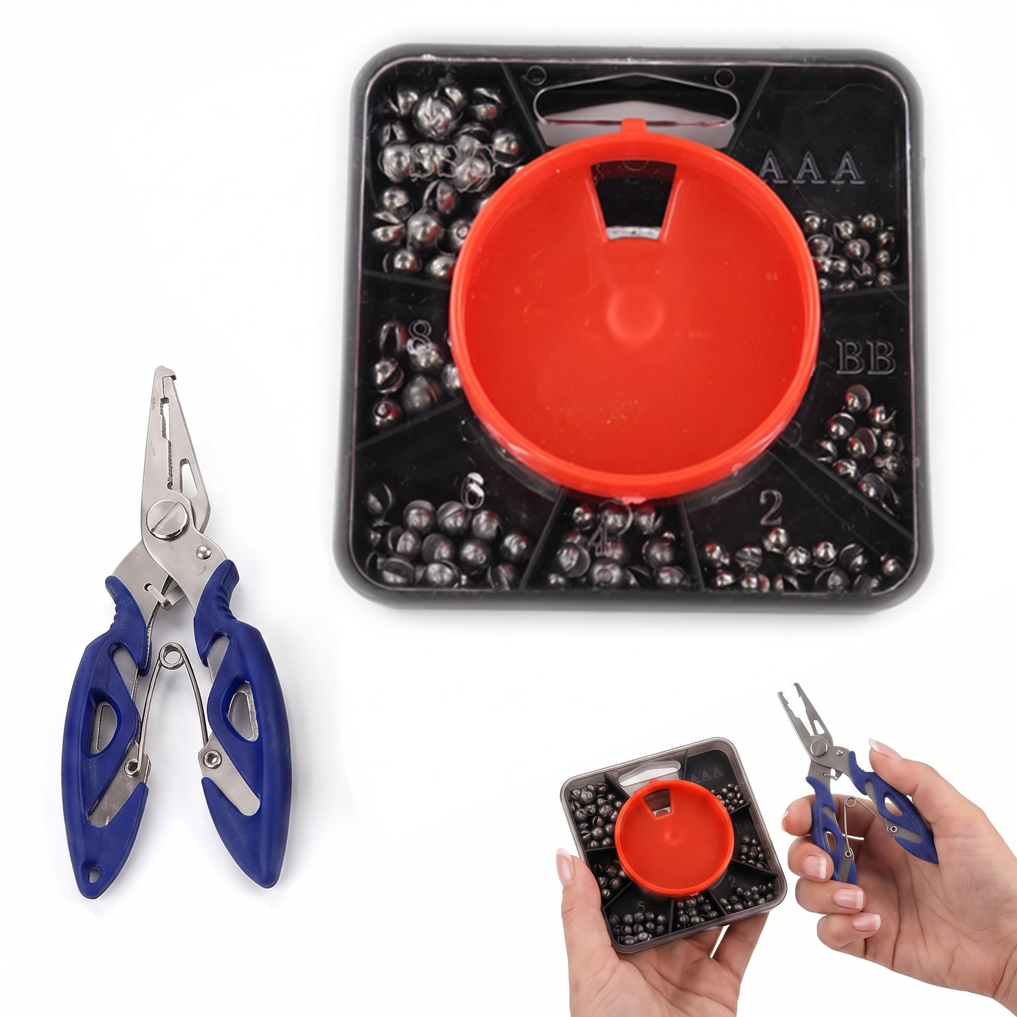 180Pcs Fishing Weights, Split Shot Fishing Weights with Pliers 7 Sizes