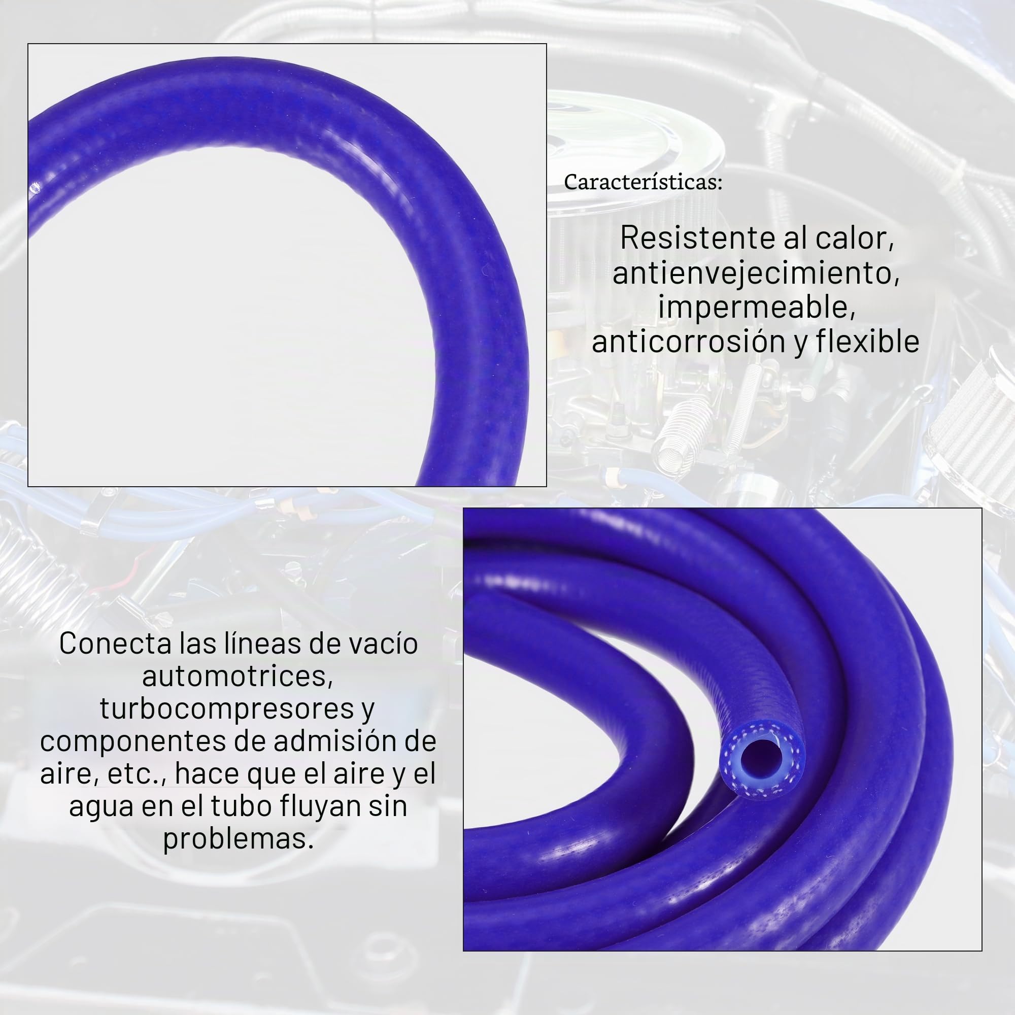 QUARKZMAN Tubo de Silicona de Vacío Manguera Línea Azul ID 8 mm 4.92 Pies Longitud